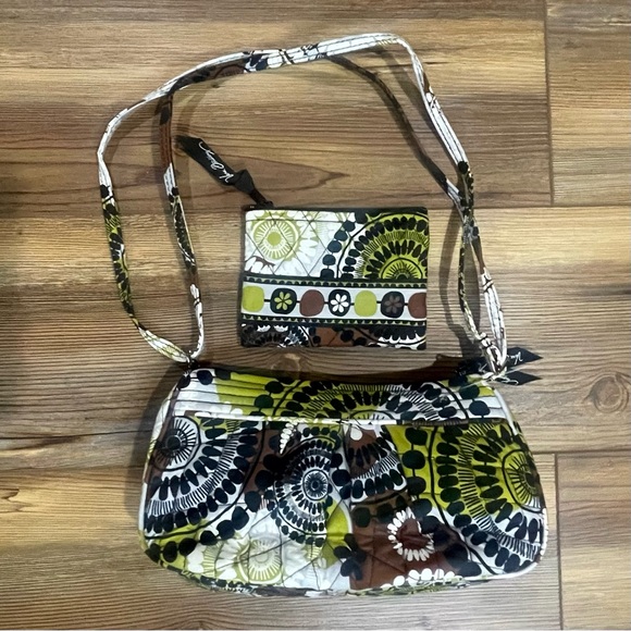 Vera Bradley Cocoa Moss Small Frannie Crossbody Shoulder Bag & Coin Purse NWOT - Picture 2 of 4